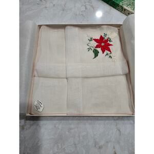 2 Vintage Burmel Original Cotton Switzerland Ladies Christmas Handkerchiefs